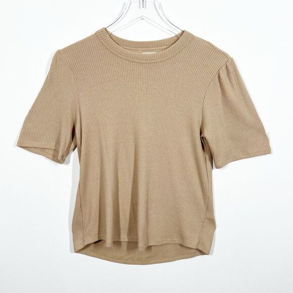 Faherty Brand Womens Size Small Nomad Tan Beige Legend Rib Layne Ribbed Tee - Picture 12 of 14